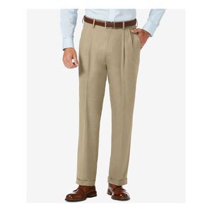 J.M. HAGGER Mens Beige Expandable Waist Pleated Classic Fit Pants 34W\31L
